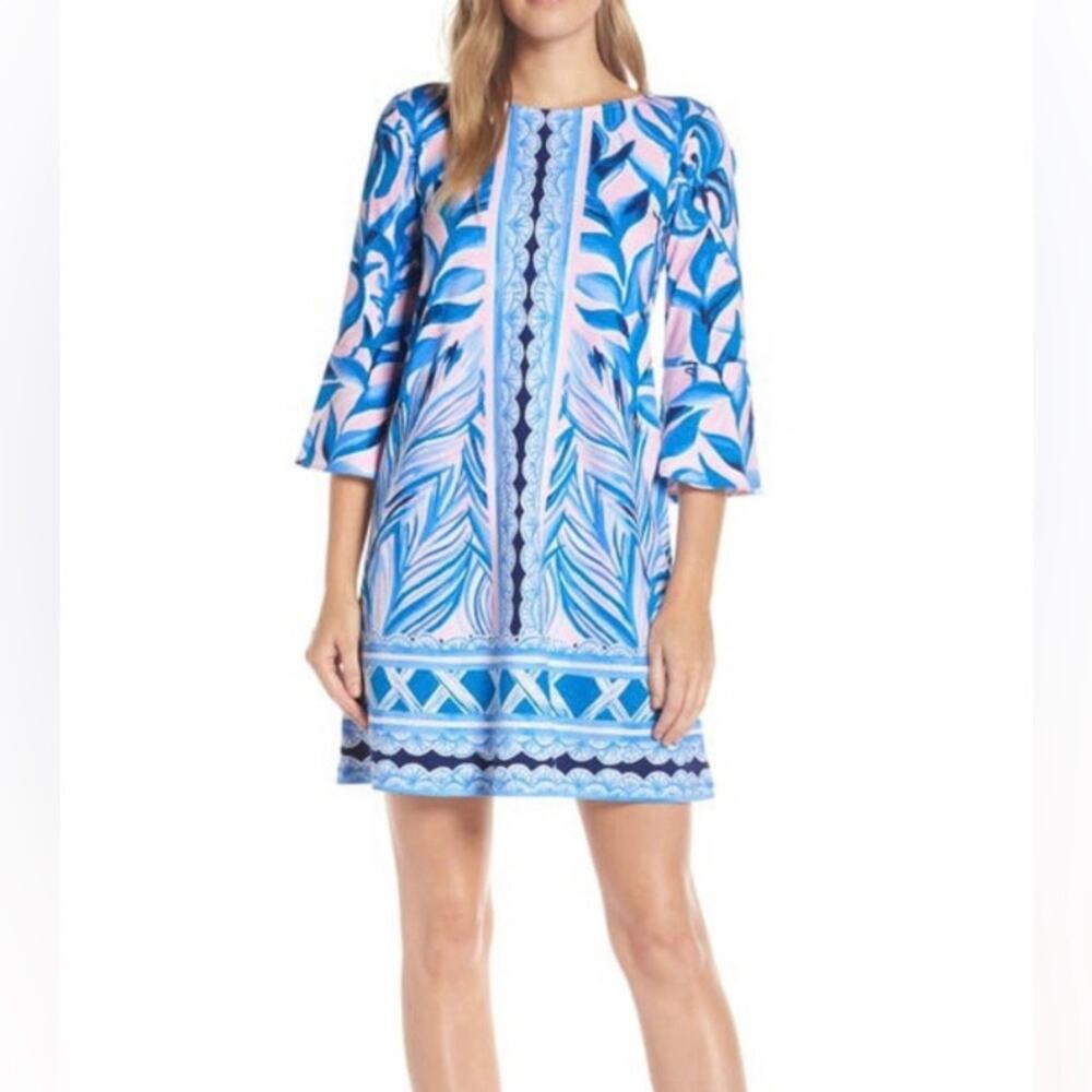 Lilly Pulitzer Ophelia Bell Sleeve Swing Dress S Pink Tropic Heat Wave
